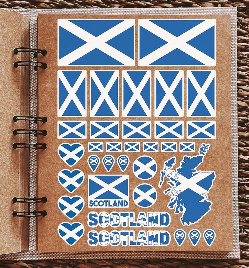 DV DESIGN A4 Sticker Sheet Scotland Flags Vinyl Stickers - Scottish Country Europe World National Flag Vacation Travel Holiday Car Aesthetic #80009 Wide use compliant quality - Image 2