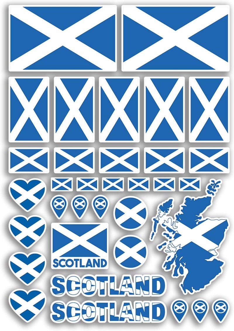 DV DESIGN A4 Sticker Sheet Scotland Flags Vinyl Stickers - Scottish Country Europe World National Flag Vacation Travel Holiday Car Aesthetic #80009 Wide use compliant quality - Image 1