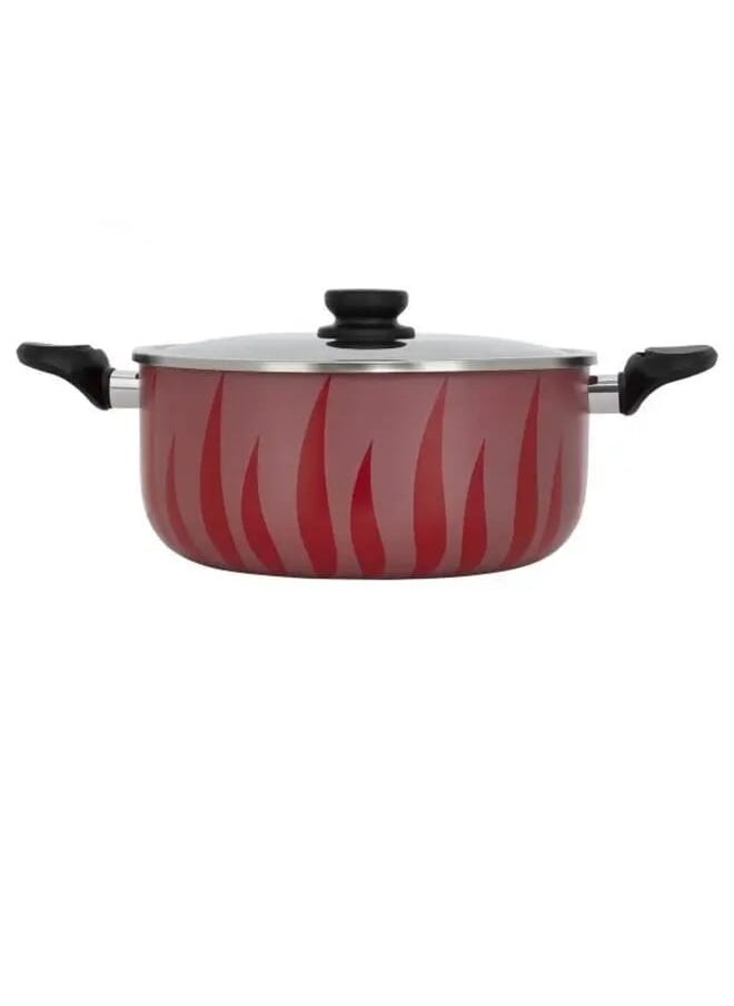 Alsaif Gallery Red Flame Red Cooking Pot With Steel Lid 28 cm  - Image 3