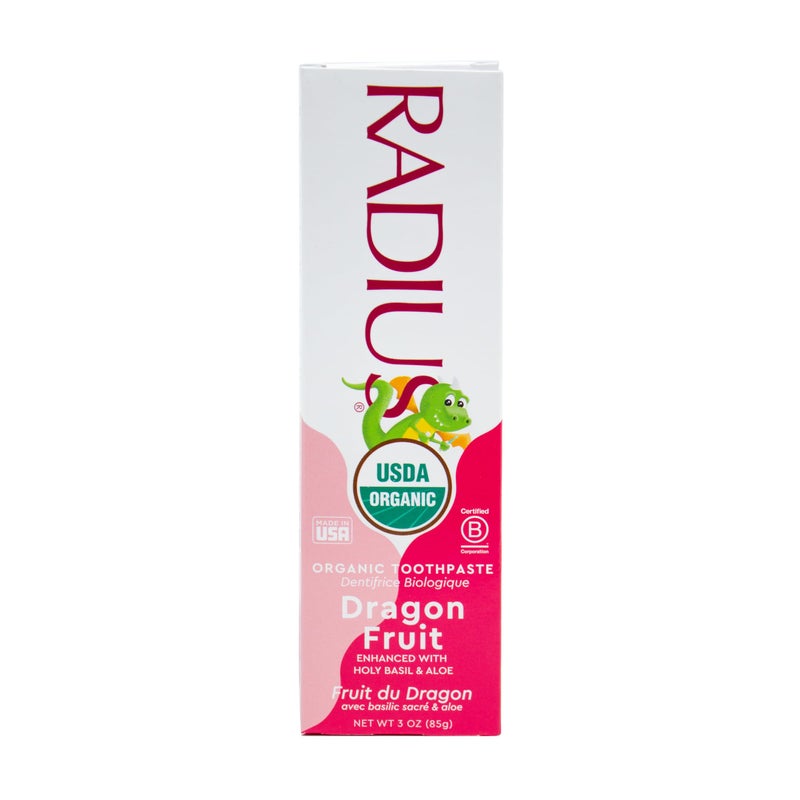 RADIUS USDA Organic Kids Toothpaste 3oz Non Toxic ChemicalFree GlutenFree Designed to Improve Gum Health for Childrens 6 Months and Up Dragon Fruit Pack of 1 - Image 1