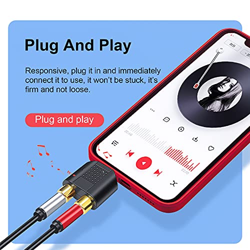 Oxsubor 3.5mm to RCA Splitter Adapter Gold Plated 3.5mm Male Stereo to 2 RCA Female Jack Y Plug Audio Converter (2 Pack) - Image 5