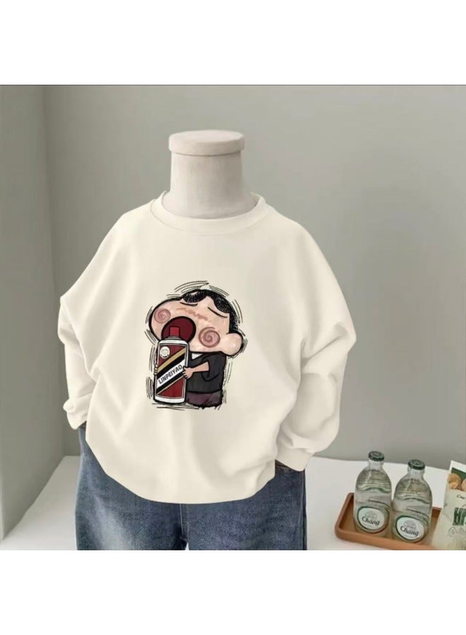 100% Cotton Long-sleeved T-shirt New Autum Baby Round Neck Cartoon Tops For Boys And Girls, Medium And Large Kidsren's Casual Bottoming Shirts