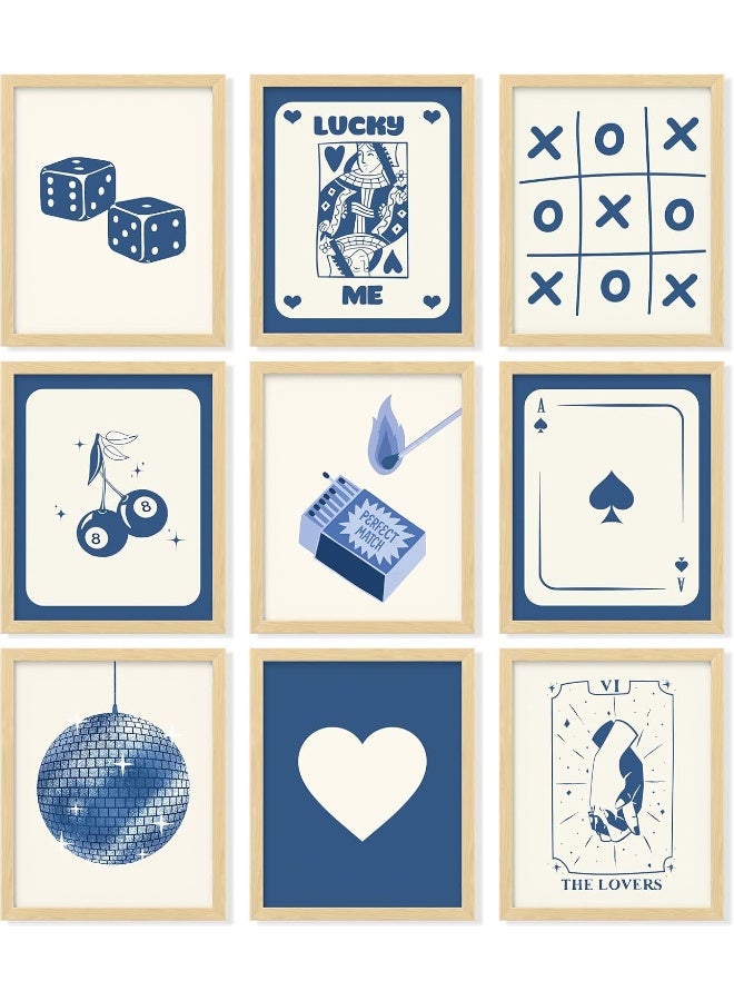 97 Decor Blue Lucky Poster - Playing Card Wall Art, Poker Room Decor, Blue Trendy Wall Art, Funky Posters Aesthetic Pictures, Retro Ace Prints Queen of Hearts Decor for Bedroom (8x10 UNFRAMED) - Image 1
