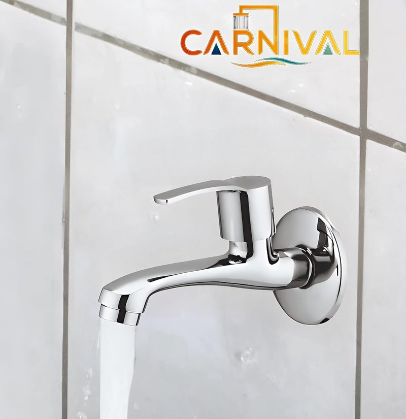 Carnival Brass Long Body Bib Tap for BathroomKitchenWashbasin with Wall Flange Chrome Finish 2 Year Warranty Long Body Bib Cock Tap FaucetWall Mount Installation Long Body Tap Pack of 1 - Image 4