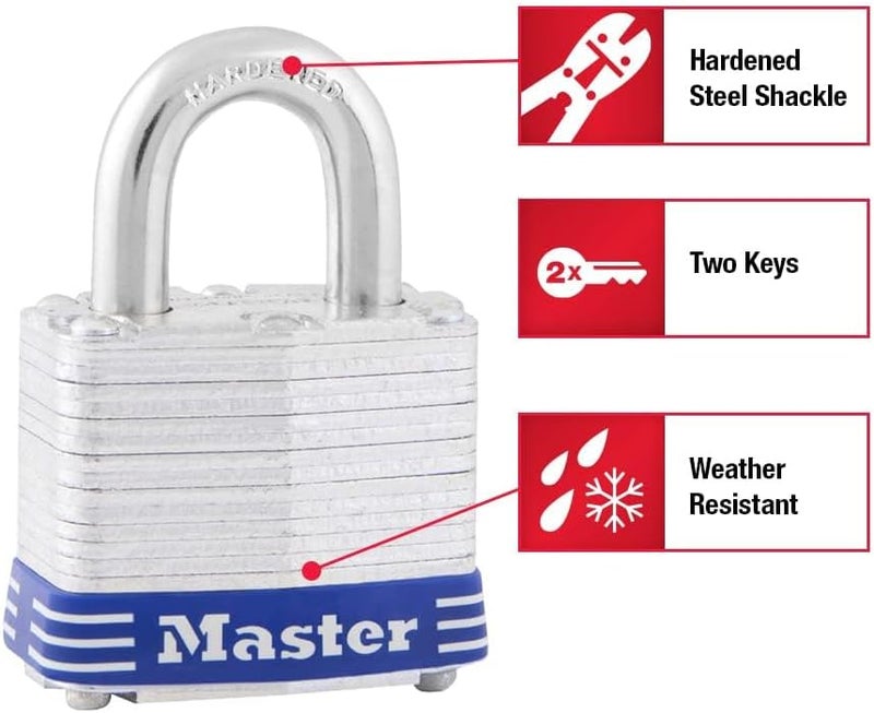 MasterLock 5D Outdoor Padlock with Key, 1 Pack, Silver - Image 2