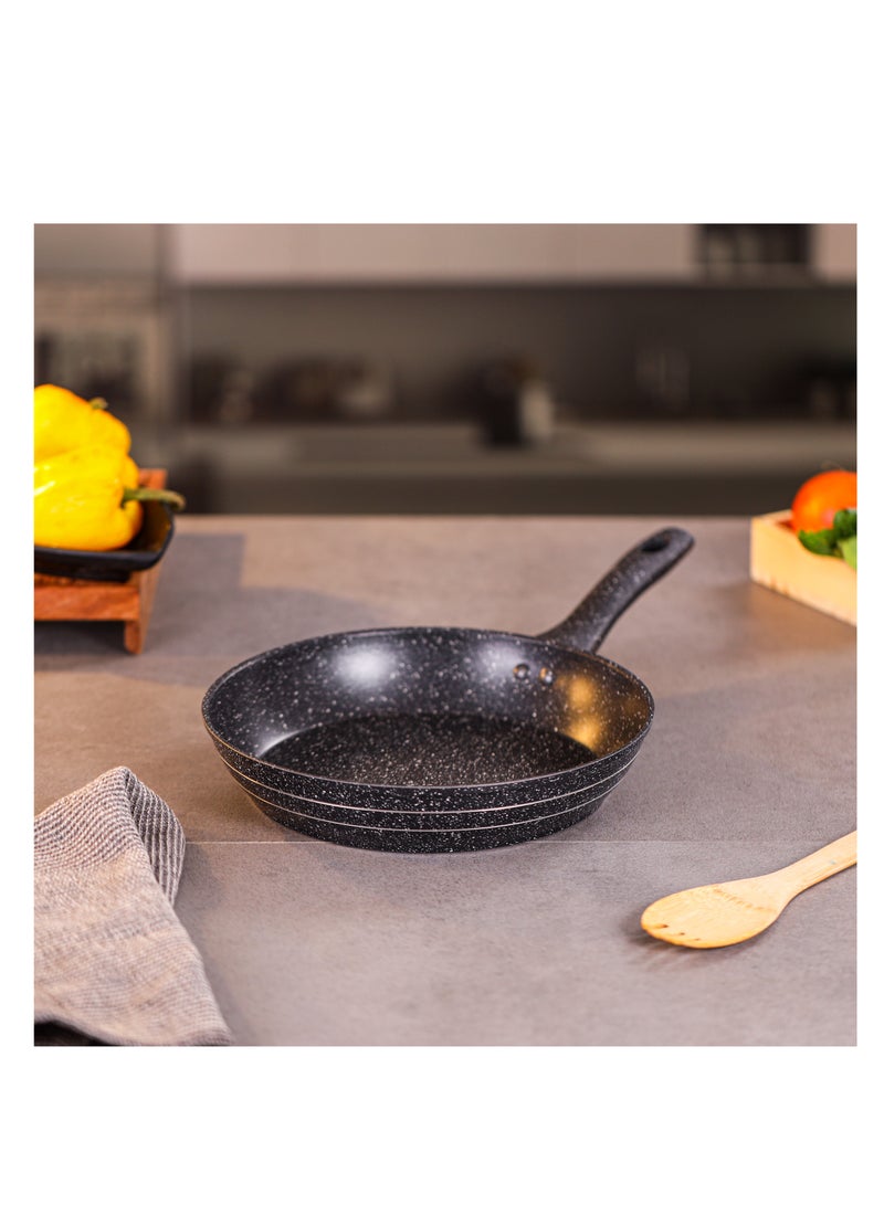 Royalford 26cm Smart Granite Series Frypan RF11871 Strong Forged Aluminum Body with Non-Stick Coating and Heat Resistant Soft Touch Handle/ Induction Bottom, Compatible with Hot Plate, Halogen, Ceramic and Gas Stovetops/ Perfect for Frying, Sauting, Tempering/ Black Black - Image 5