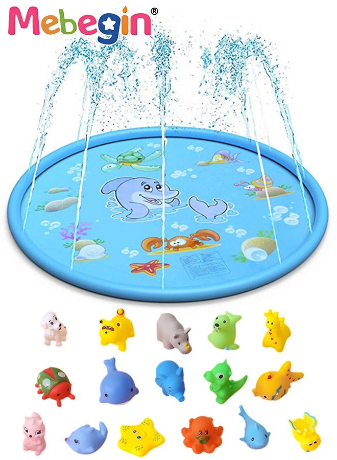 MEBEGIN Inflatable Splash Pad, Kiddie Pool with Colorful Animal Patterns, Thickened Anti-slip Sprinkler Pad for Kids and Pets, Adjustable Water Spray Height, Easy to Transport and Store, Perfect for Playing in Garden, Backyard, Water Party and Outdoor Beach Games, 100*100cm - Image 2