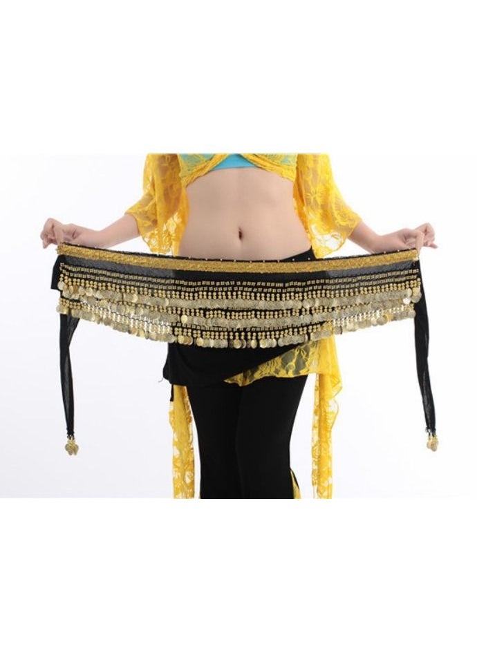 DUNISO - Women's Belly Dancing Belt Colorful Dance Waist Chain Belly Dance Hip Scarf Belt With Coins - Image 1