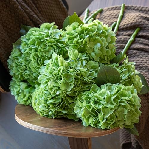 CURATED CART 1PCS Realistic Artificial Hydrangea Flower with Stems - Faux Green Hydrangea for Home, Wedding, Party, Outdoor, and Table Decor – Durable Latex & Embroidered Heads -Green - Image 5