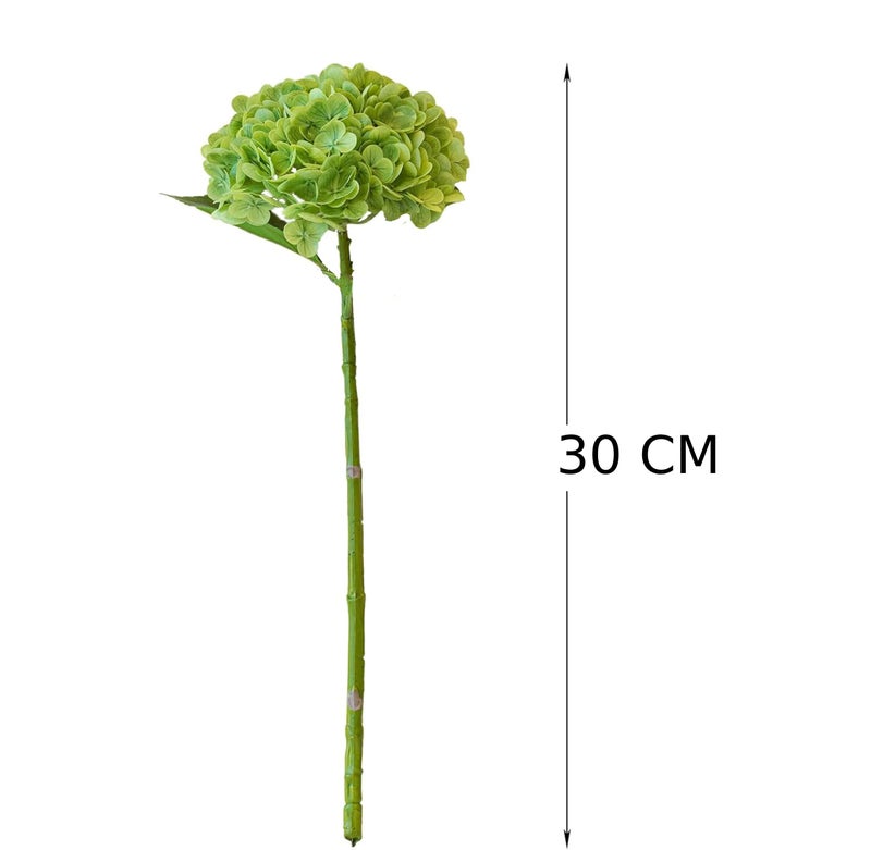 CURATED CART 1PCS Realistic Artificial Hydrangea Flower with Stems - Faux Green Hydrangea for Home, Wedding, Party, Outdoor, and Table Decor – Durable Latex & Embroidered Heads -Green - Image 2