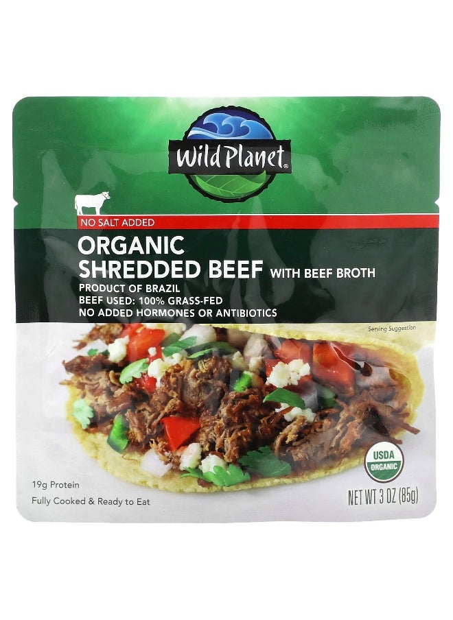 Wild Planet Wild Planet, Organic Shredded Beef with Beef Broth, No Salt Added, 3 oz (85 g)  - Image 1