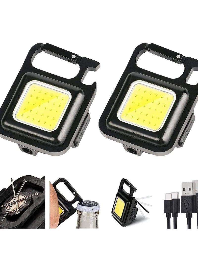 إلترازون Small Mini COB Pocket Magnetic Flashlights Powerful 500 High Lumens Bright Rechargeable Keychain Work Light Flashlight Pack 2 - Image 1