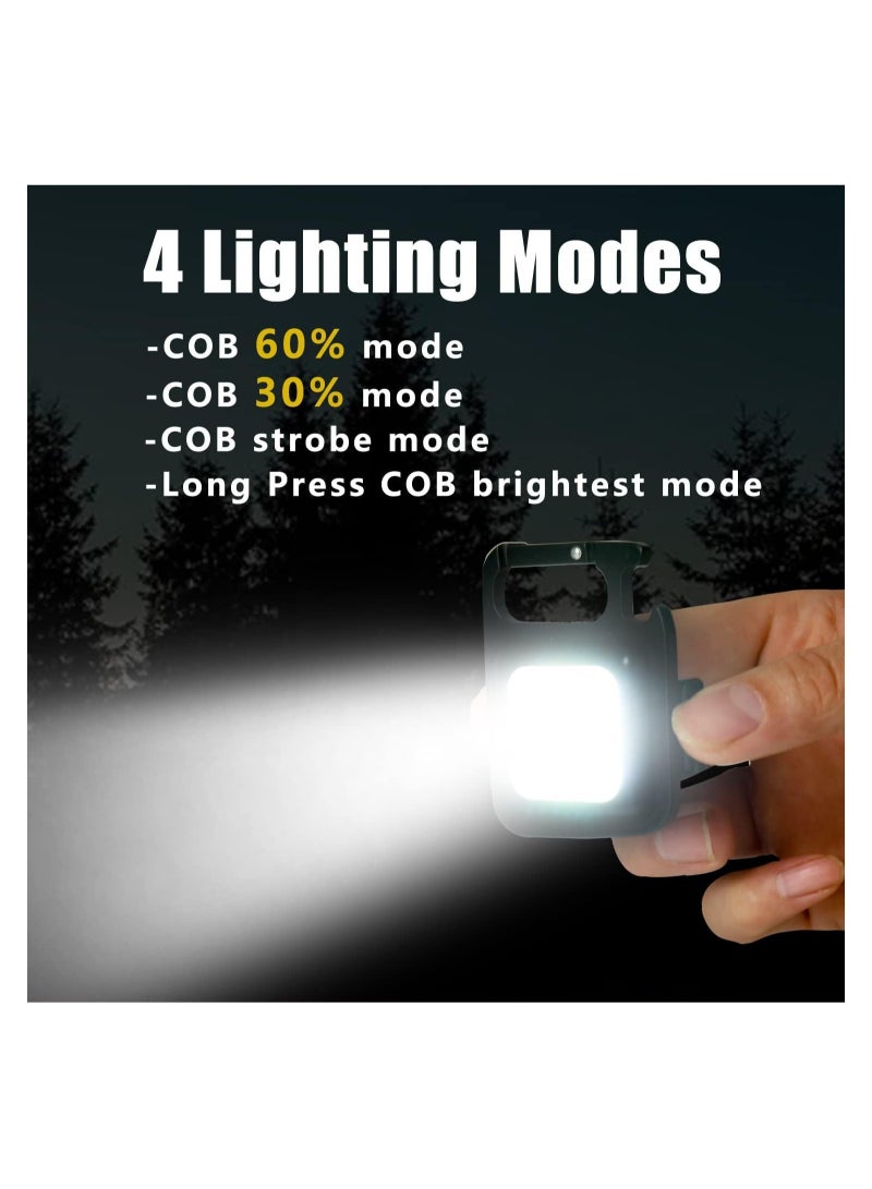 إلترازون Small Mini COB Pocket Magnetic Flashlights Powerful 500 High Lumens Bright Rechargeable Keychain Work Light Flashlight Pack 2 - Image 5