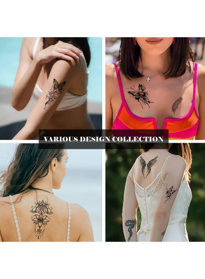 لوميا 30 ورقة وشم مؤقتة داكنة واقعية مقاومة للماء تدوم طويلاً ملصقات للجسم للبالغين والأطفال للحفلات والمهرجانات والشاطئ - Image 5