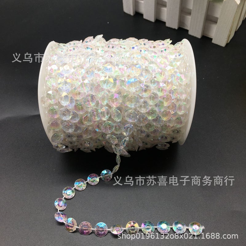 Factory direct wedding acrylic crystal bead chain wedding ceiling crystal tree Christmas tree decorative bead curtain hanging string Colorful flying saucer roll (30 meters) 