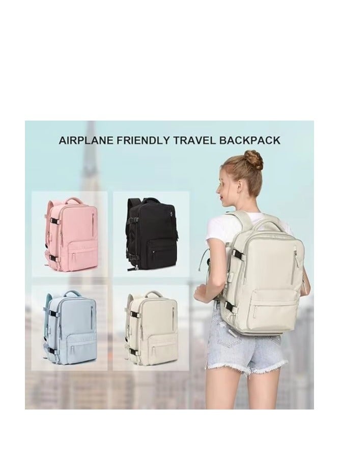 Large Capacity Travel Bag, Carry On Backpack, Waterproof Outdoor Rucksack Daypack Fit 15.6 Inch Laptop With USB Charging Port