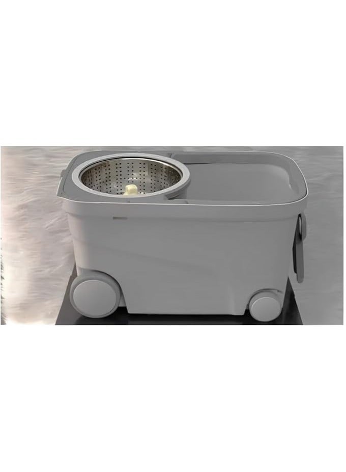 Household Microfiber Cleaning Mop Stainless Steel Spin Bucket,With 4 wheels, Practical Household Tools Mop Mop Bucket, for Office, Hotel, Home.  - Image 1
