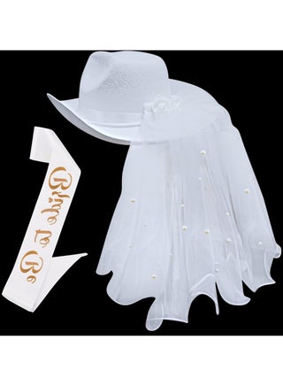 Bridal Cowboy Hat and Veil Bachelorette Party,White Cowgirl Hat Wedding Bridal Shower Decoration,Bride to be Gift,Country-Western Bachelorette Novelty - pzsku/Z96EB96463C7EBDFB6627Z/45/_/1718184927/8d834e4b-3271-401f-bb55-ea6b1a8d66e7