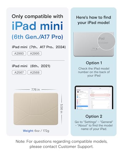 MOFT Dynamic Folio Case for iPad mini 7th A17 Pro 2024 & iPad mini 6th A15 2021, 8.3 Inch Slim Magnetic Stand Case with 20+ Viewing Angles, Auto Wake/Sleep, Ultra Thin, Beach White x Terracotta - Image 2