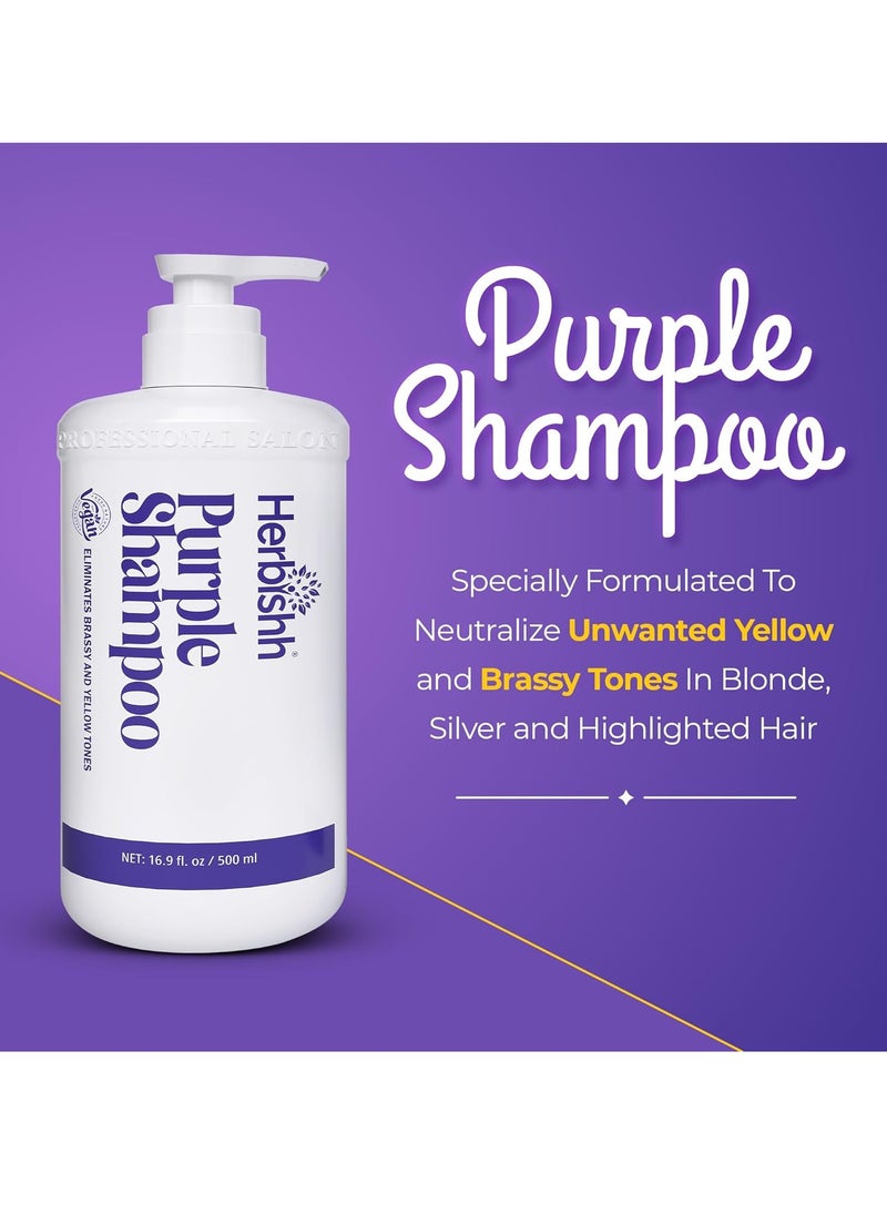 Herbishh - Herbishh Purple Shampoo for Blonde, Silver & Highlighted Hair + Argan Hair Mask Pack of 2 - Image 1