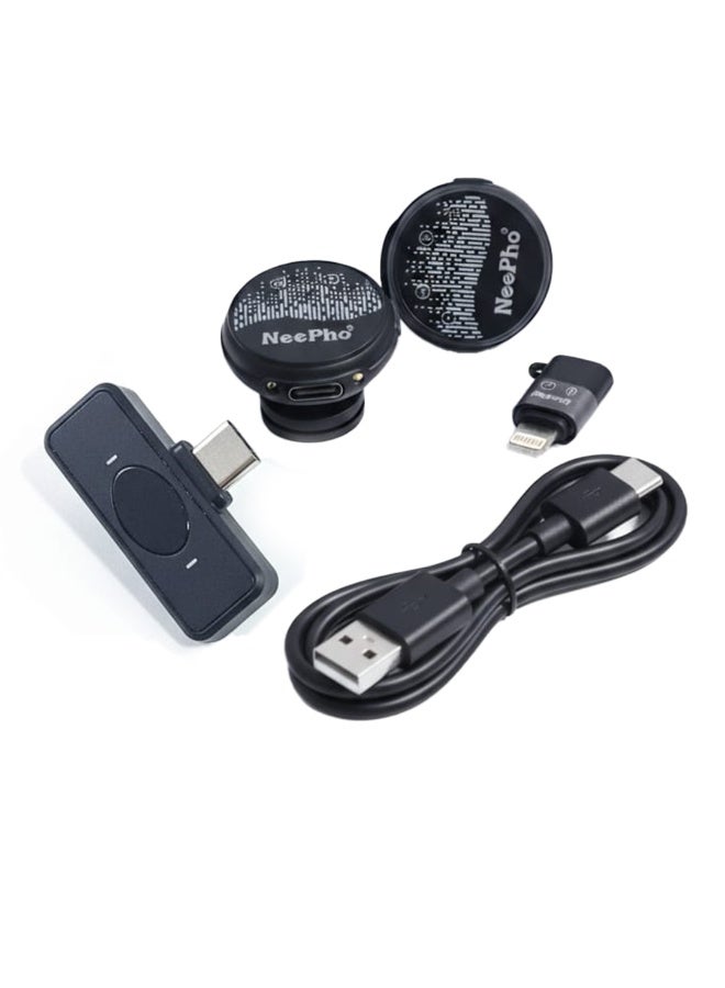 NeePho NP-59 Wireless Lavalier Microphone Collar Clip , Portable Button Mic with Noise Reduction, Plug & Play, 2.4GHz Transmission, Long Battery Life , Compatible with iPhone, Android, YouTube, TikTok & Live Streaming - Image 2