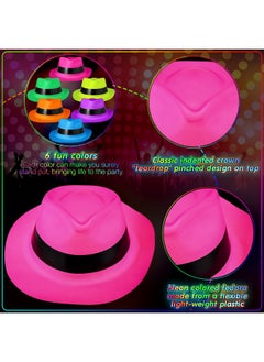 Maitys 54 Pieces Neon Party Supplies Glow In The Dark 18 Pcs Neon Gangster Party Hats With 18 Pcs Light Up Led Flashing Shutter Shades Glasses 18 Pcs Colorful Feather Boas For 80'S Style Carnival Halloween  - Image 4
