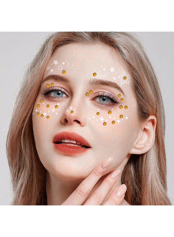 Doneace Acrylic Rhinestone Stickers, 3090 Pcs Gold Face Gems Hair Jewels for DIY Crafts Nail Makeup Decor, 4 Sizes 3/4/5/6 mm - Image 3