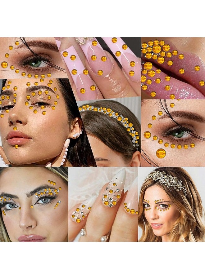Doneace Acrylic Rhinestone Stickers, 3090 Pcs Gold Face Gems Hair Jewels for DIY Crafts Nail Makeup Decor, 4 Sizes 3/4/5/6 mm - Image 5