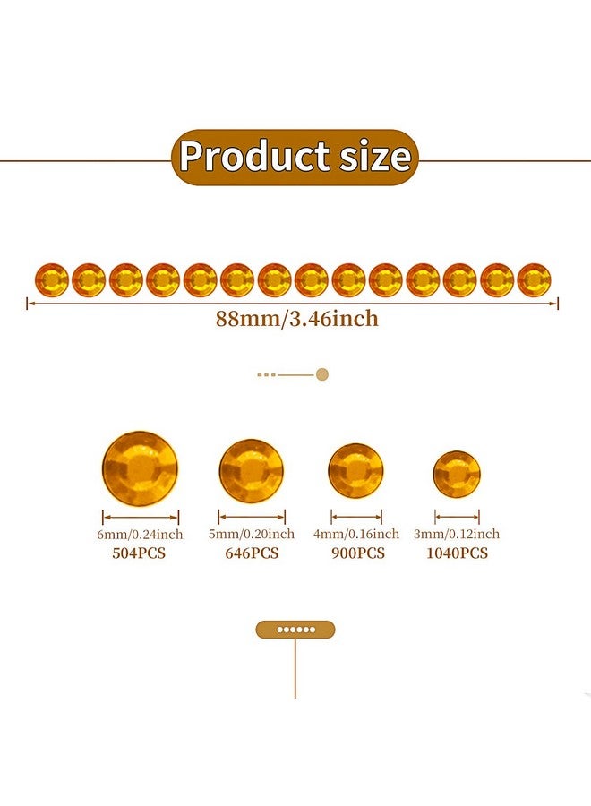 Doneace Acrylic Rhinestone Stickers, 3090 Pcs Gold Face Gems Hair Jewels for DIY Crafts Nail Makeup Decor, 4 Sizes 3/4/5/6 mm - Image 2