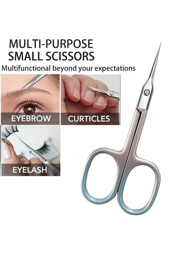 Pink Precision Curved Stainless Steel Scissors Non Slip Grip For Eyebrows Nails Makeup Care - Image 5