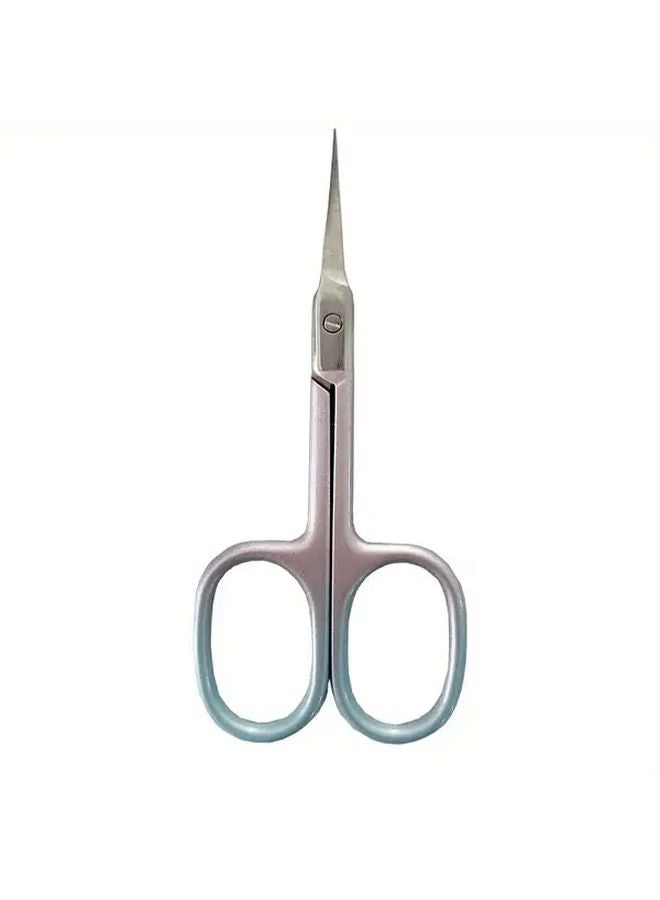 Pink Precision Curved Stainless Steel Scissors Non Slip Grip For Eyebrows Nails Makeup Care - Image 1