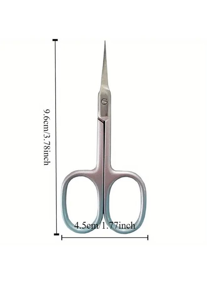 Pink Precision Curved Stainless Steel Scissors Non Slip Grip For Eyebrows Nails Makeup Care - Image 4