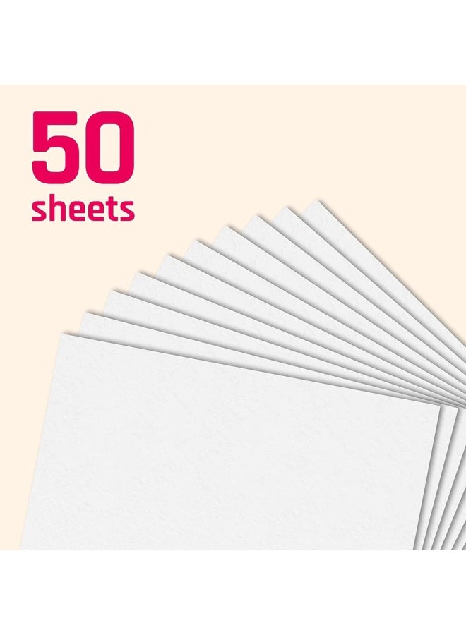 Premify 50 قطعة بطاقات بيضاء فارغة، 300 جرام لكل متر مربع 50 ورقة بحجم A4 ورق كاردستوك سميك ممتاز للطباعة والفنون والحرف اليدوية - Image 3