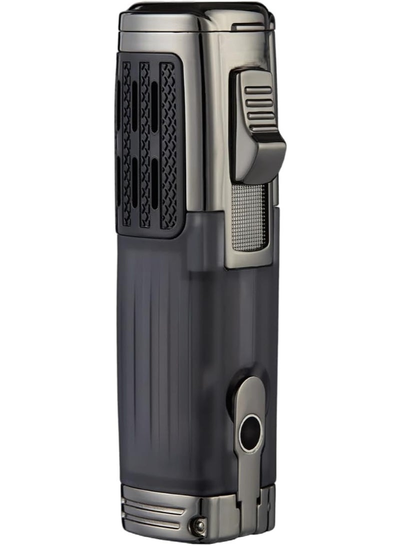 Honest Windproof Torch Lighter, Triple Jet 3 Flame, Compact Pocket Size, Refillable,  Adjustable Flame Lifgter for Cigar, BBQ, Camping, Outdoor (Without Gas) - Image 1