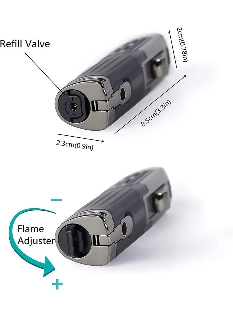 Honest Windproof Torch Lighter, Triple Jet 3 Flame, Compact Pocket Size, Refillable,  Adjustable Flame Lifgter for Cigar, BBQ, Camping, Outdoor (Without Gas) - Image 3