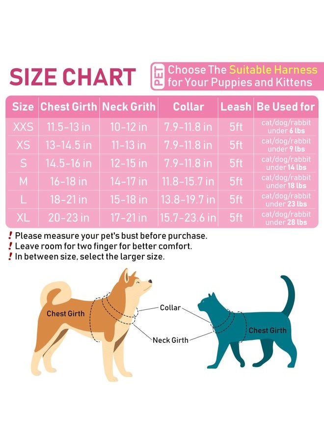 GAMUDA Small Dog Harness Collar and Leash Set, Step in No Chock No Pull Soft Mesh Adjustable Dog Vest Harnesses Plaid Reflective for Dogs Puppy Cats Kitten Rabbit (Pink, L) - Image 2
