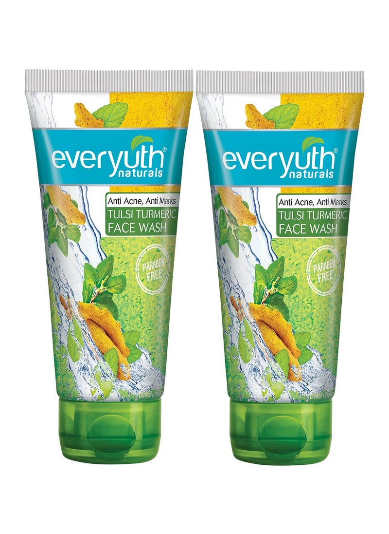 Everyuth - Everyuth Naturals Anti Acne Anti Marks Tulsi Turmeric Face Wash Pack of 2 - Image 1