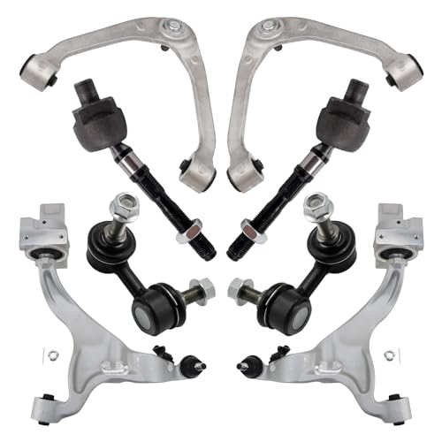 TRQ Front Steering & Suspension Kit Control Arm with Ball Joint Sway Bar Stabilizer Link Tie Rod Compatible with 2011-2012 INFINITI G25 G37 2015 Q40 - Image 1