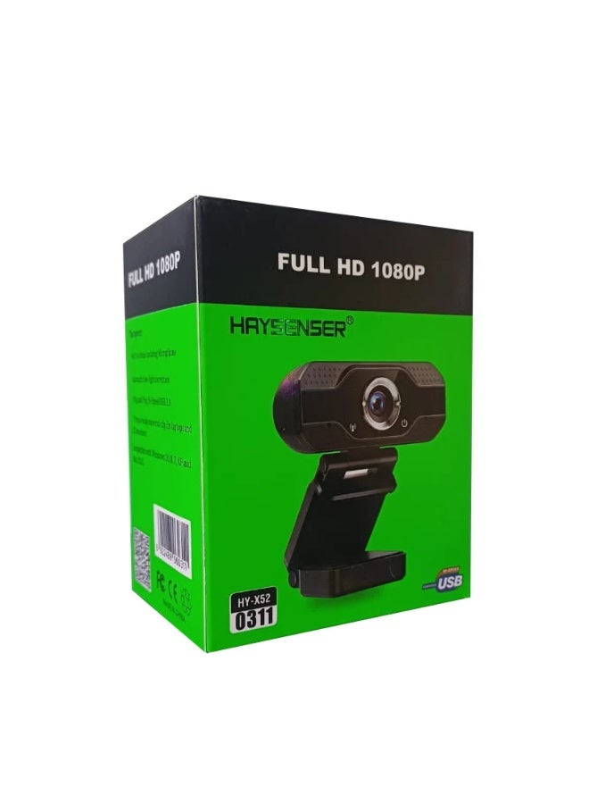 Full HD 1080P USB Webcam With Built-In Microphone Clip Camera For Laptop & Desktop Plug And Play