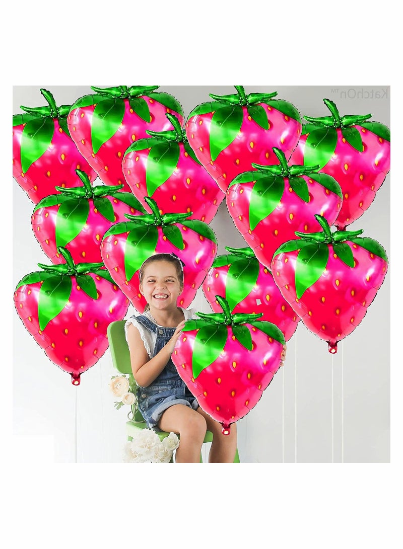12 Strawberry Foil Balloons - Pink Dream Party Decorations for Birthdays, Weddings & Showers - Image 3
