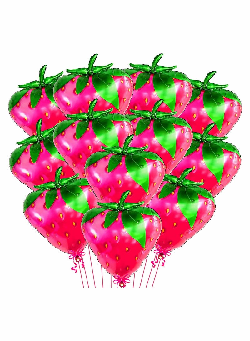 12 Strawberry Foil Balloons - Pink Dream Party Decorations for Birthdays, Weddings & Showers - Image 1