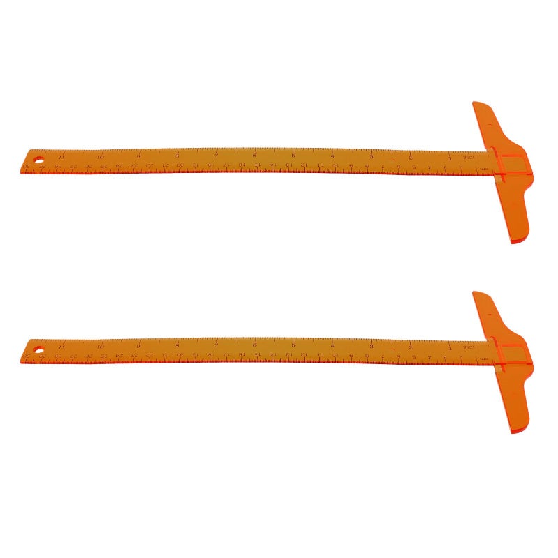 30cm Orange Yellow Plastic T Square Ruler Set 2Pcs Flexible Drafting Measuring Tool For Students Design Art - Image 2