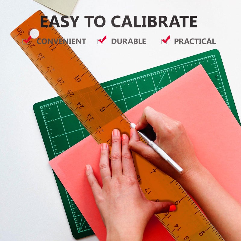 30cm Orange Yellow Plastic T Square Ruler Set 2Pcs Flexible Drafting Measuring Tool For Students Design Art - Image 4