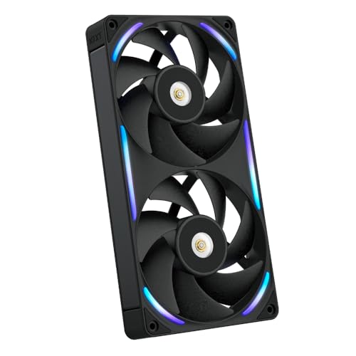 NZXT F240X Performance SingleFrame Fan 2X 120mm PWM RGB PC Case Fans Max Airflow Static Pressure Low Noise LCP Frame Blades Magnetic Fluid Dynamic Bearing 30mm Thick Black - Image 1