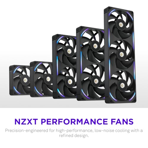 NZXT F240X Performance SingleFrame Fan 2X 120mm PWM RGB PC Case Fans Max Airflow Static Pressure Low Noise LCP Frame Blades Magnetic Fluid Dynamic Bearing 30mm Thick Black - Image 3