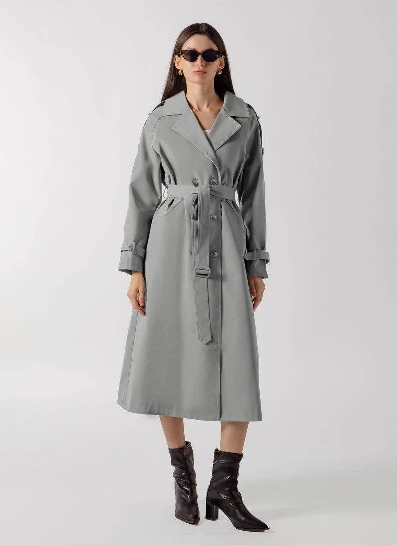 DOUBLE BREASTED LONG TRENCH  COAT