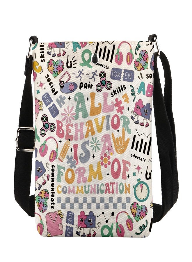 MAOFAED ABA Therapist Gift, Behavior Analysis Gift, All Behavior Is A Form of Communication Crossbody Bag, BCBA Gift (all behavior) - Image 1