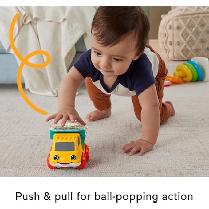 BABY TOY POPPITY POP DUMP TRUCK PUSH-ALONG VEHICLE WITH FINE MOTOR ACTIVITIES FOR INFANTS AGES 6+ MONTHS - Image 3