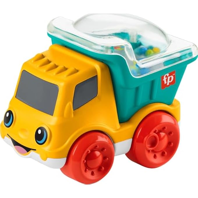 BABY TOY POPPITY POP DUMP TRUCK PUSH-ALONG VEHICLE WITH FINE MOTOR ACTIVITIES FOR INFANTS AGES 6+ MONTHS - Image 1