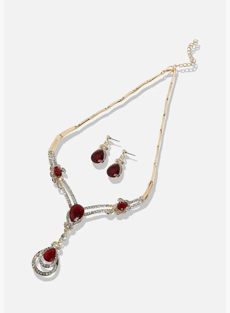SOHI Gold Plated Designer Stone Party Wear Necklace and Earring Set For Women